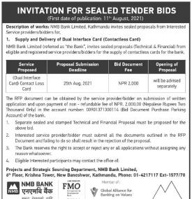 Invitation for Sealed Tender Bids