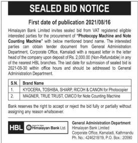 Sealed Bid Notice
