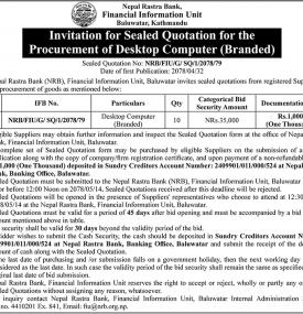 Invitation for Sealed Quotation