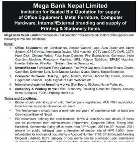 Invitation for Sealed Bids Quotation for Supply of Office Equipment