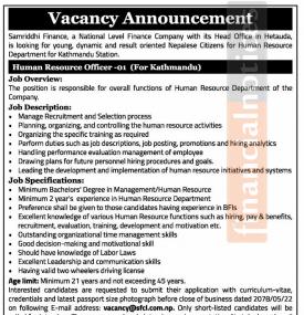 Job Vacancy - रोजगारीको अवसर -