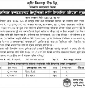वैकल्पिक उम्मेदवारलाई नियुत्तिको लागि सिफारिस गरिएको सूचना