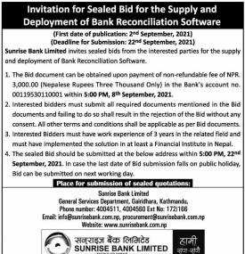 Invitation for Bid for the supply and Deployment of Bank Reconsilation Swoftware