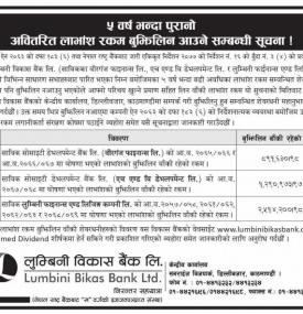 ५ वर्ष भन्दा पुरानो अवितरित लाभांश रकम बुझिलिन आउने सम्बन्धी सूचना