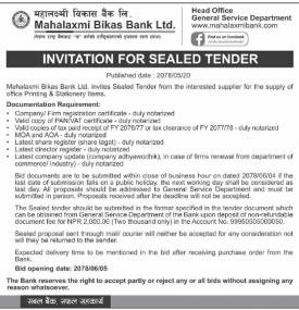 Invitation for Sealed Tender