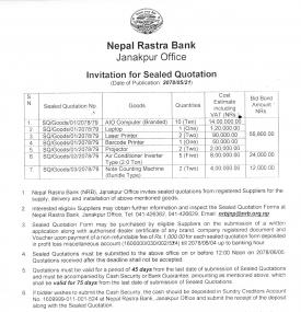Invitation For Sealed Quotation