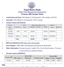 Treasury Bill Auction Notice