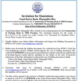 Invitation for Quotations