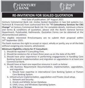 Re-Invitation for Sealed Quotation