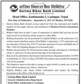Invitation for Bids.