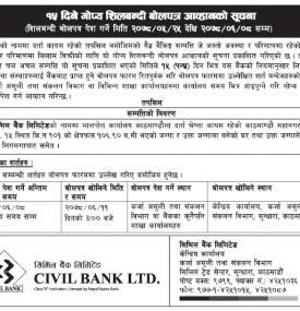 १५ दिने गोप्य शिलबन्दी बोलपत्र आह्वानको सूचना