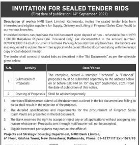Invitation for Sealed Tender Bids