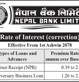 Rates of Interest (Correction) Notice