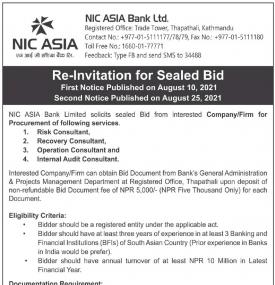 Re-Invitation for Sealed Bids