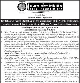 Invitation for Sealed Quotation