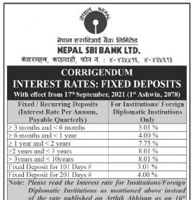 Corrigendum Interest Rates on Fixed Deposits