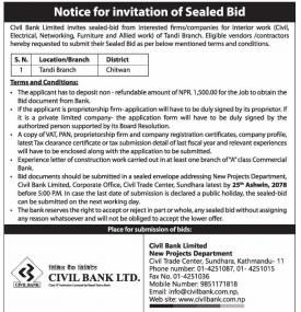 Notice for Invitation of Sealed Bid