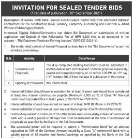 Invitation for Sealed Tender Bids