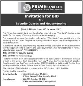 Invitation For Bid For Security Guards and Housekeeping