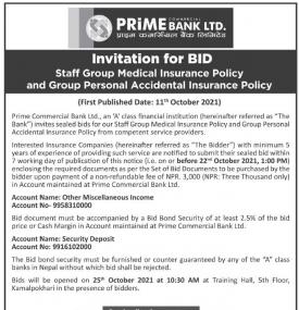 Invitation for Bid Staff Group Medical Insurance Policy 