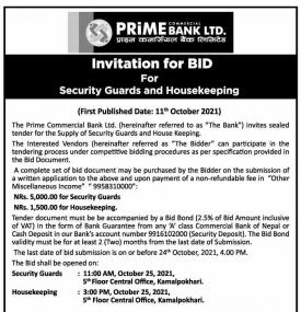 Invitation for Bid for security guards and housekeeping