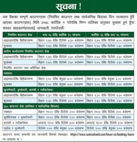 Notice regarding counter operations from Kartik 1st, 2078.