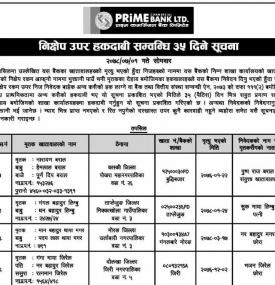 निक्षेप उपर हकदावी  सम्बन्धी सूचना