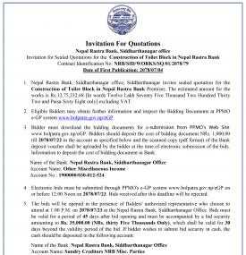 Invitation for Sealed Quotation