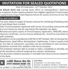 Invitation for Sealed Quotation