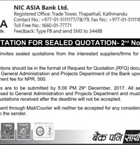 Invitation for Sealed Quotation- 2nd Notice