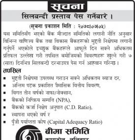 शिलबन्दी प्रस्ताव पेश गर्ने बारे सूचना