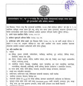 क, ख र ग वर्गका बैंक तथा वित्तीय संस्थाहरुलाई प्रदान हुने पनरकर्जाको लागि आवेदन आव्हानको सूचना