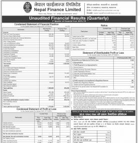 Unaudited Financial Result - Q1 Report -