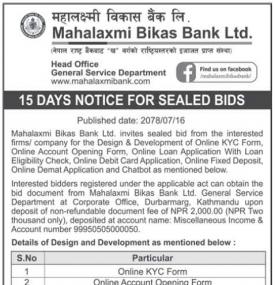 15 Days Notice for Sealed Bids