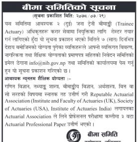 बीमा समितिमा कर्मचारी आवश्यकता -  Job Vacancy -