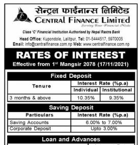 New Interest Rates Notice