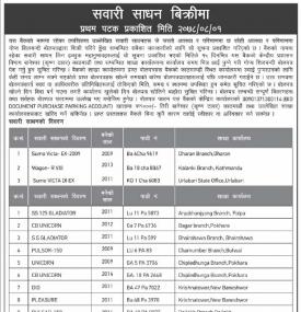 एनएमबी बैंकको सवारी साधन बिक्रीबारे सूचना
