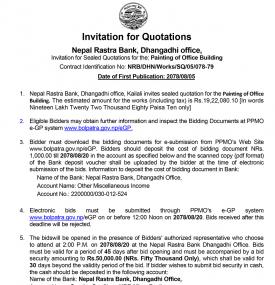 Invitation for Sealed quotation Painting of Office Building Notice