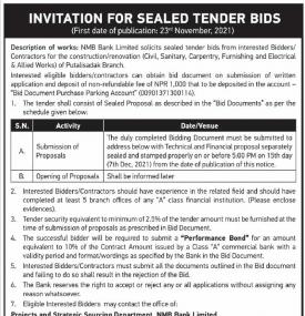 Invitation for Sealed Tender Bids