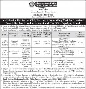 Invitation for Bids for the Civil Electricla & Networking Work