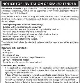 Notice for Invitation of Sealed Tender