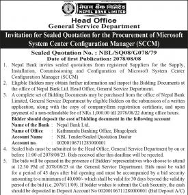 Invitation for Sealed Quotation