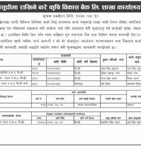 कर्जा सूचना केन्द्रको कालो सूचीमा राखिने बारे कृषि बिकास बैंक, शखा कार्यालय पाटनको ३५ दिने सूचना