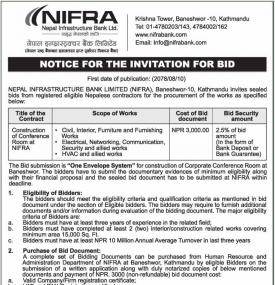 Notice for the Invitation for Bids