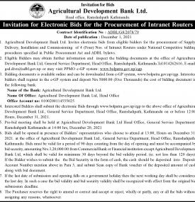 Invitation for Electronic Bids for the Procurement of Internet Routers