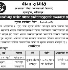 रोस्टरमा सहभागी भई छनोट भएका उम्मेदवारहरुको अन्तर्वार्ता सम्बन्धी सूचना