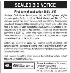 Sealed Bid Notice