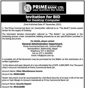 Invitation For Bids for Desktop Computer