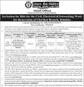 Invitation for Bids for the Civil, Electrical and Networking Work