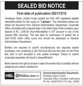 Sealed Bids Notice